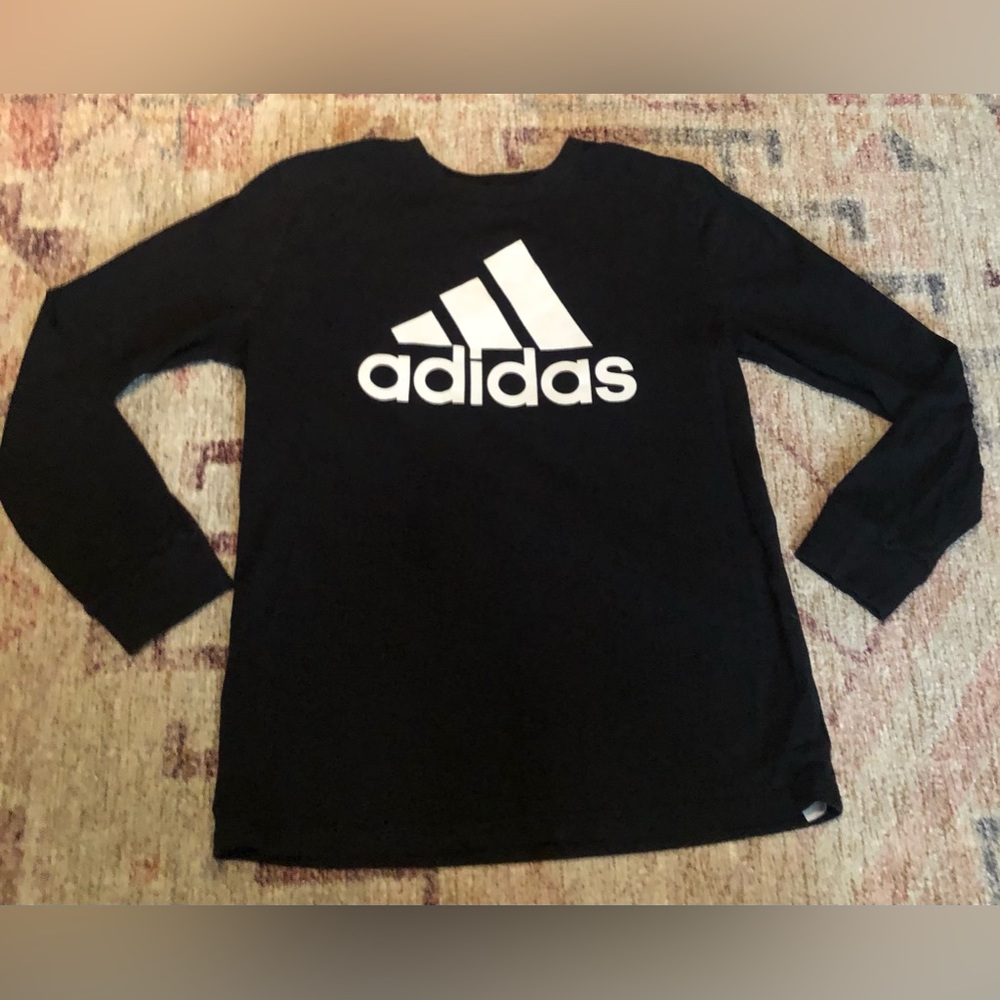 Adidas Boy Long Sleeve Black Shirt Size 10/12 Youth